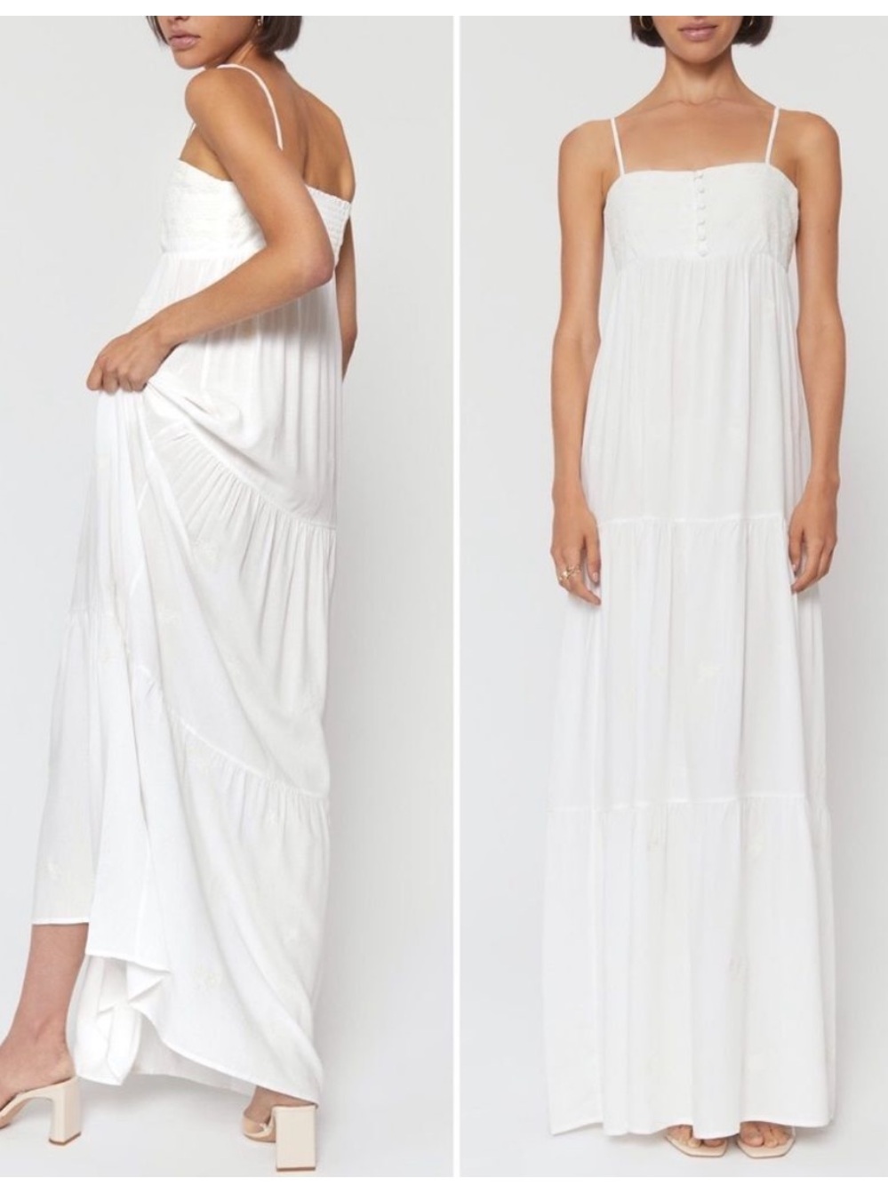 Spiritual Gangster Dolce Embroidered Maxi Dress White XS